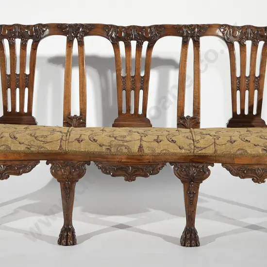 Edwardian Walnut Triple Chair Back Settee