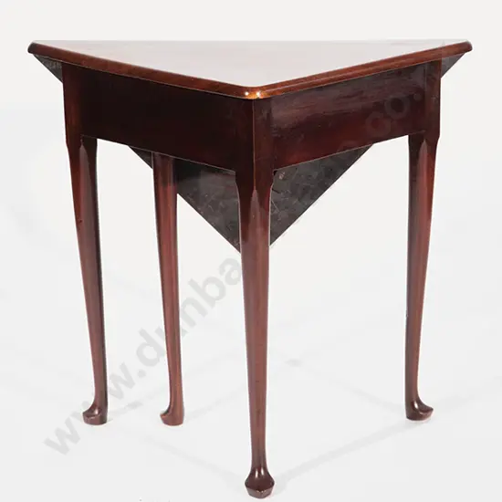 Geo II Mahogany Triangular Drop Leaf or Handkerchief Table