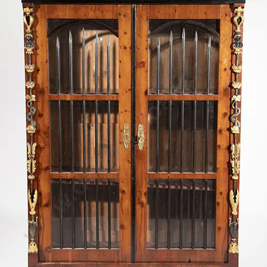 C19th European Fruitwood and Ebonised Display Cabinet