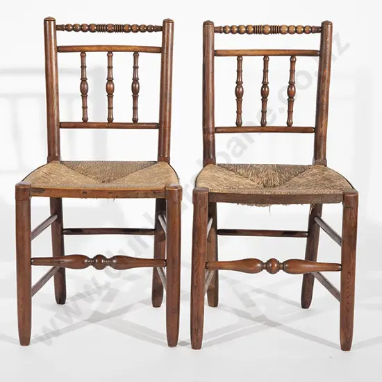 Set of Six Geo III Oak Country Dining Chairs