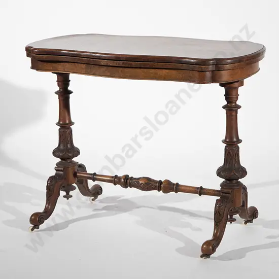 Victorian Walnut Fold Over Card Table