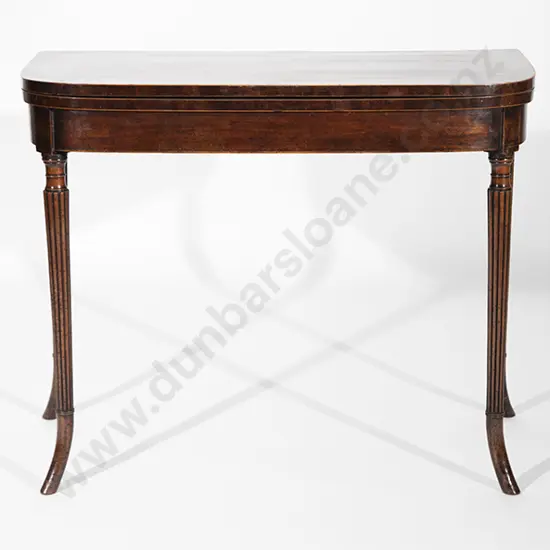 Regency Mahogany adn Inlaid D-shaped Fold Over Tea Table