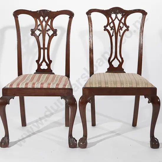 Two Chippendale Style Mahogany Dining Chairs