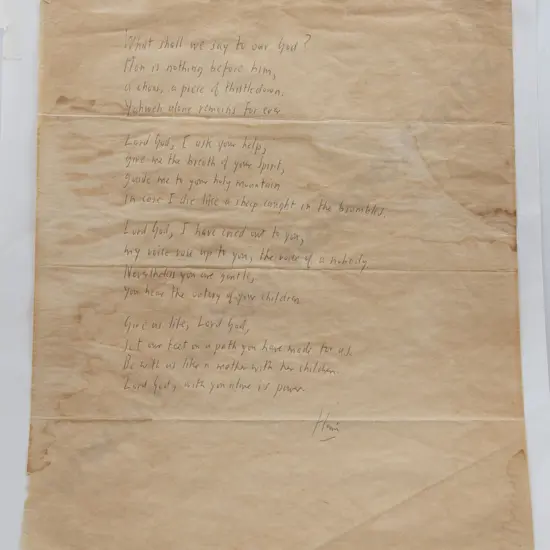 James K Baxter - Original Hand Written Poem