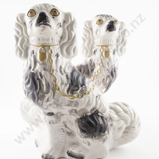 Large Pair Late Victorian Staffordshire Mantel Dogs