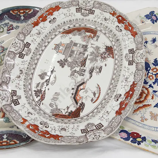 Three Victorian Stoneware Ashets