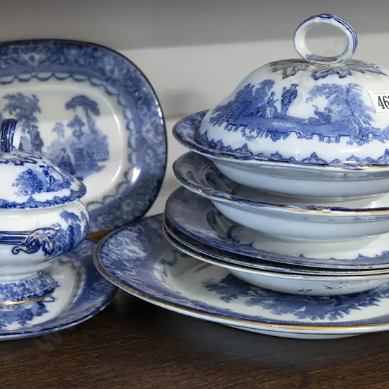 Doulton Watteau B&W Pattern Dinner Ware