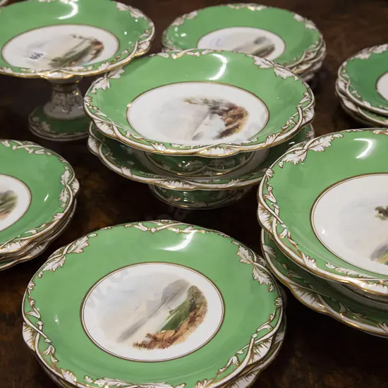 Mid C19th Staffordshire 19pce Dessert Service