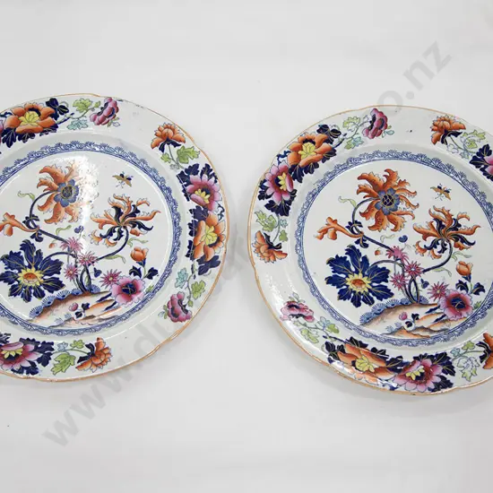 Pair Mid C19th Stoke Ironstone Plates