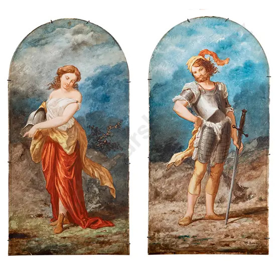 Pair of Late C19th European Faience Panels