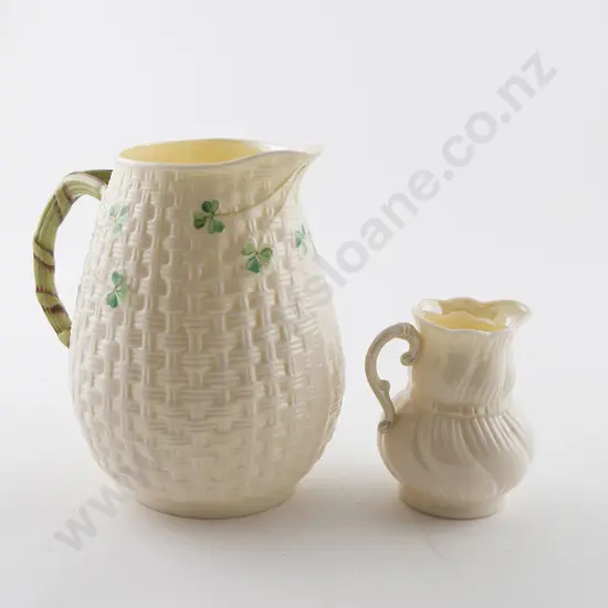 Two Belleek Green Mark Jugs