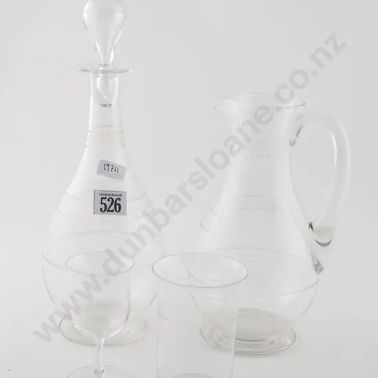 Edwardian Etched Glass Part Suite