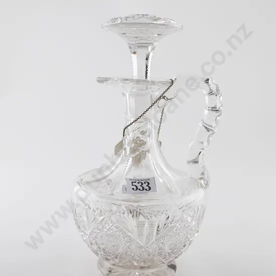 C20th Heavy Crystal Claret Jug & Cover