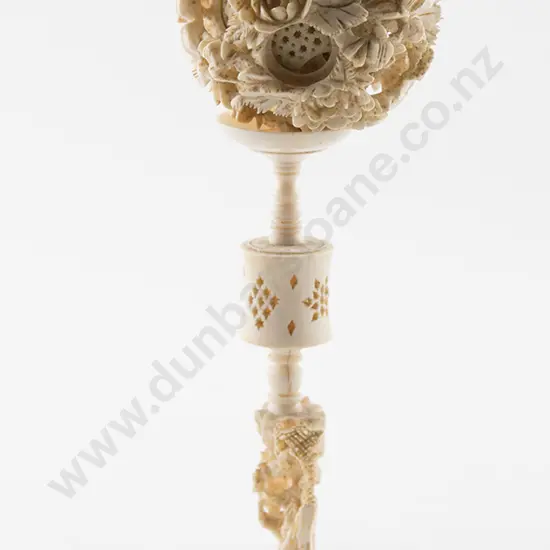 Carved Ivory Puzzle Ball on Stand