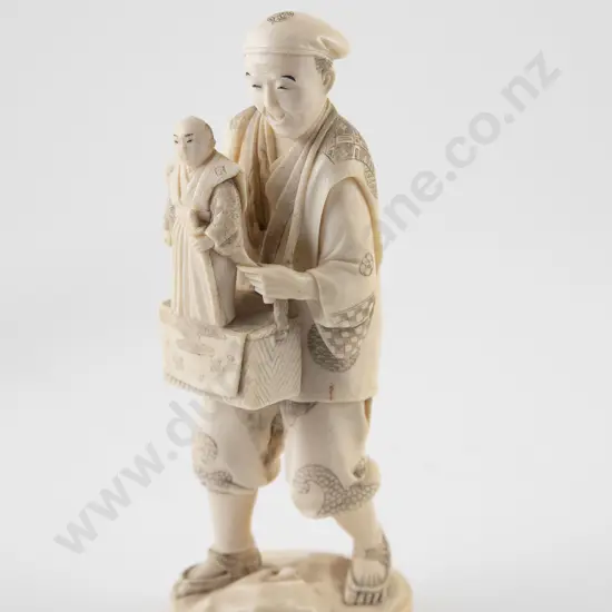 Signed Carved Ivory Toy Seller