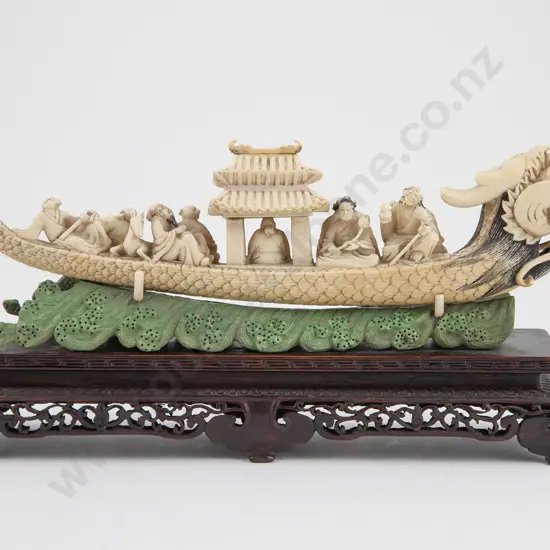 Carved Ivory Dragon Boat