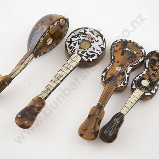 Four Antique Miniature Tortoiseshell Mandolins