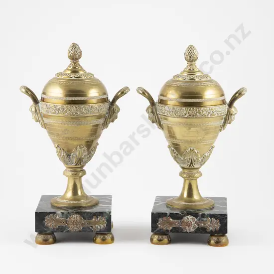 Pair C19th French Brass Mantle Urns