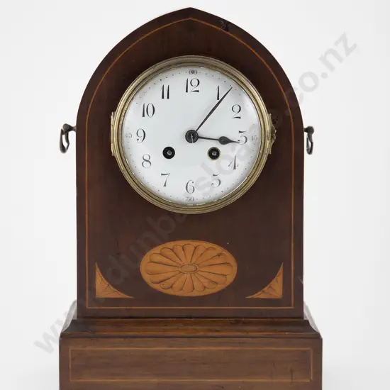 Edw Mahogany Sheraton Revival Mantle Clock
