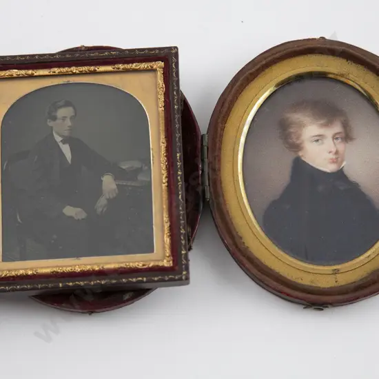 C19th Oval Miniature Portrait Of A Young Man