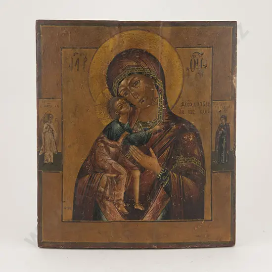 C19th Russian Painted Wooden Icon