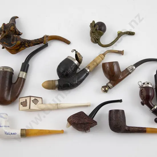 Cased Display Of 10 Pipes