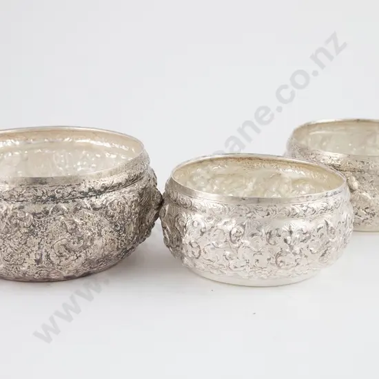 Set Of 3 Indian Silver Bowls