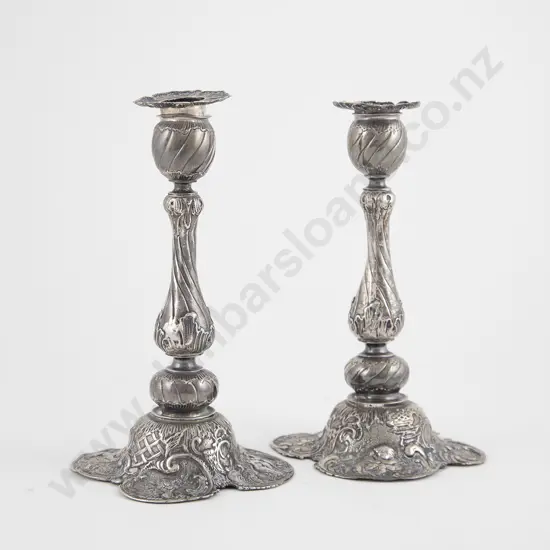 Pair C19th European Silver Candlesticks