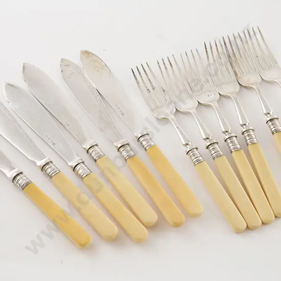 Set Of 6 Geo V S/S Fish Knives & Forks