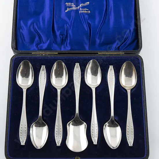 Cased Set 6 S/S Teaspoons & Sugar Scoop