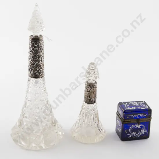 Two Vict Cut Glass & S/S Mounted Scent Bottles