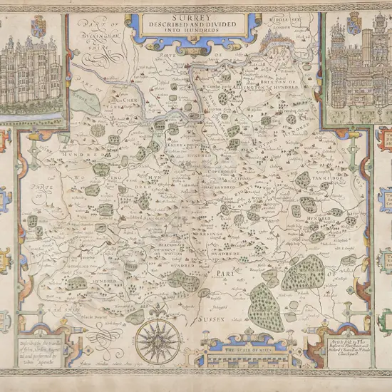 Antique Speed Hand Coloured Map of Surrey