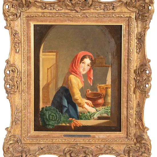 George Smith (British) - Young woman preparing vegetables