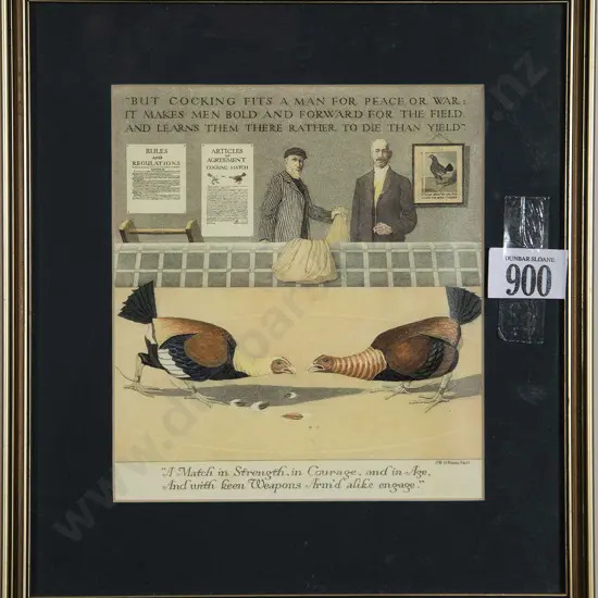 Seven Various Framed Sporting & Cock Fighting Prints