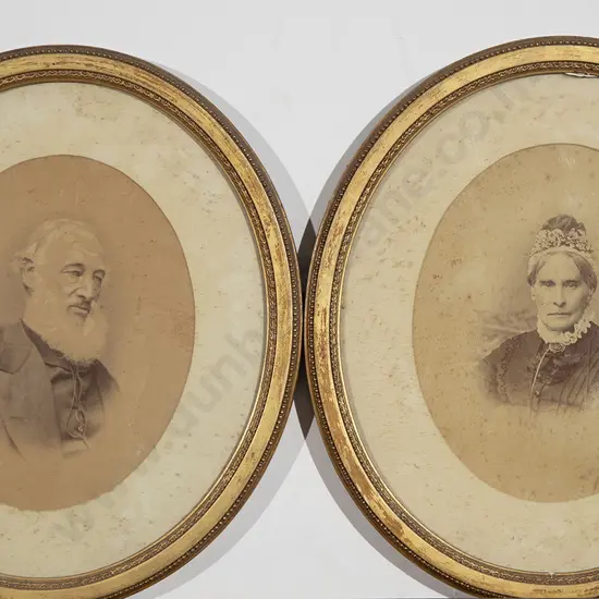 Pair Late Victorian Sepia Portrait Photographs together with portrait pencil sketch (3)