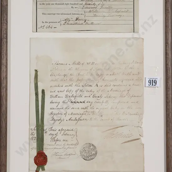 Two Antique Framed Marriage Certificates c.1820