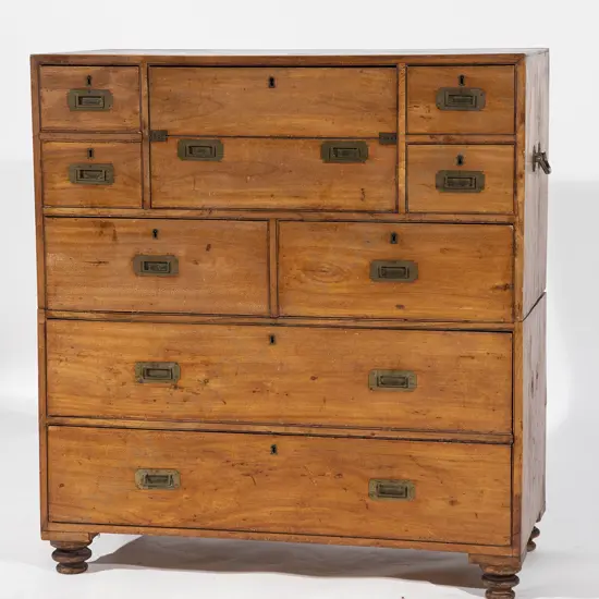 C19th Camphorwood Two Stage Secrectaire Campaign Chest