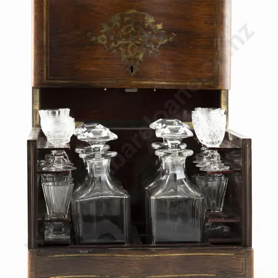 Victorian Rosewood and Brass Inlaid Decanter Box