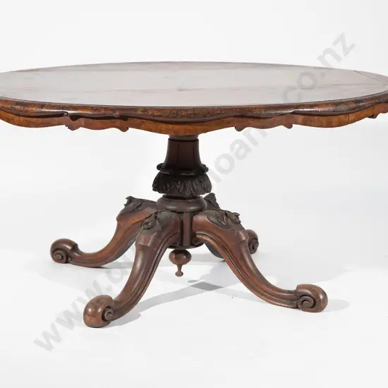 Victorian Burr Walnut Oval Snap Top Loo Table