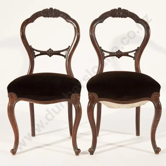Pair Victorian Balloon Back Dining Chairs