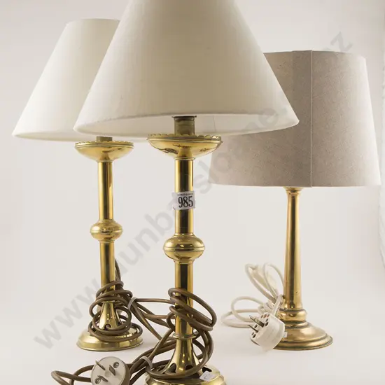 Pair of Brass Candlestick Lamps (and other)