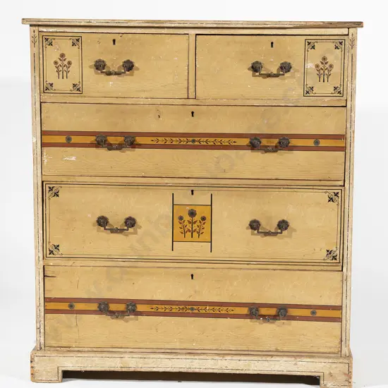 Victorian Painted Pine Flat Front Chest
