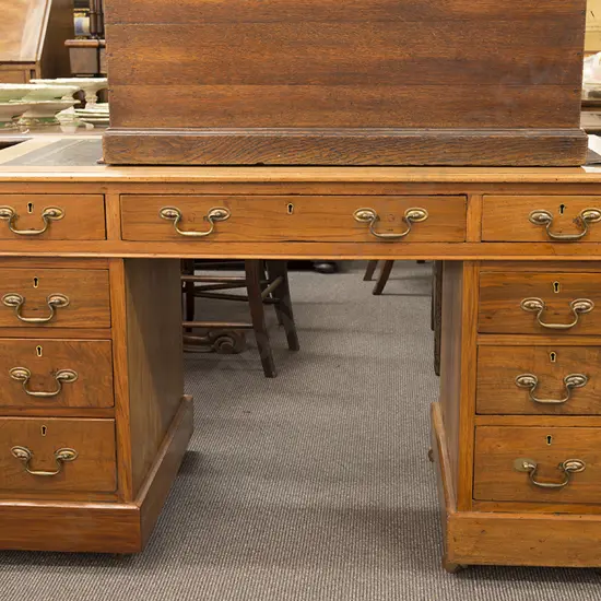 Victorian Walnut Kneehole Desk
