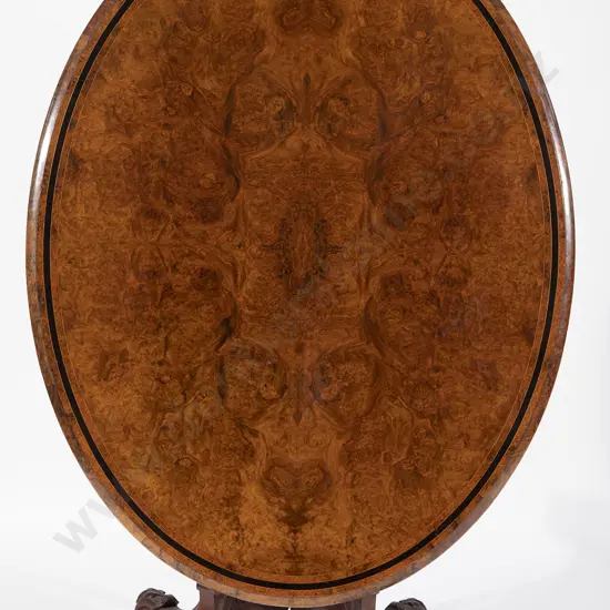 Victorian Burr Walnut Oval Snap Top Loo Table