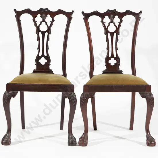 Set of Four Edwardian Mahogany Chippendale Style Dining Chairs