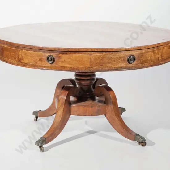 Fine Geo III Mahogany and Satinwood Crossbanded Rent Table