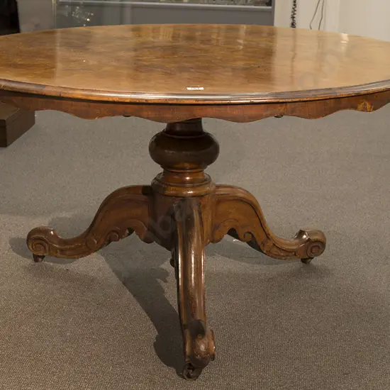 Victorian Walnut Circular Snap Top Breakfast Table