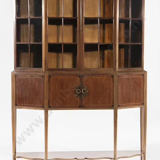 Waring Cabinet Makers Mahogany and Inlaid Wedge Shaped Display Cabinet