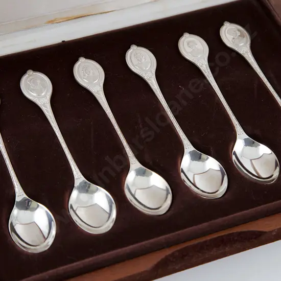Cased Set Six S/S Sovereign Queens Spoons