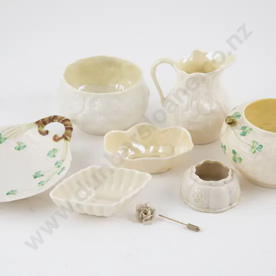 Seven Various Belleek Pieces Porcelain